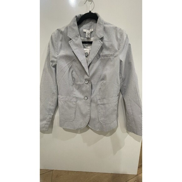 Grace Women’s 3 Button Jacket Size 6 Blazer Gray And White NWT Org Price $78. - Picture 2 of 6